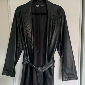 Zara faux leather jacket with tie. Never worn